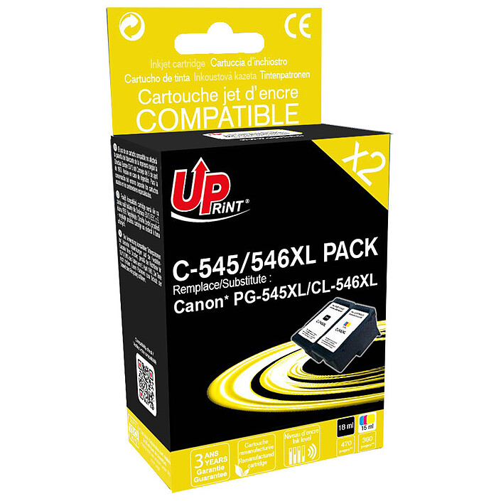 UPrint Pack 2 cartouches compatibles Canon PG-545XL / CL-546XL (noir + couleur)