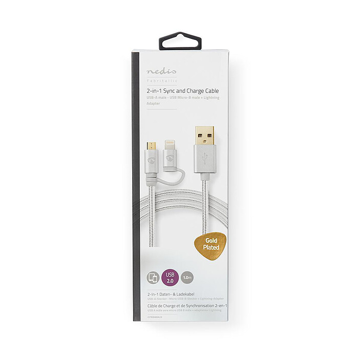 Cavo Nedis 2-in-1 da USB a micro-USB, Lightning - 1 m economico