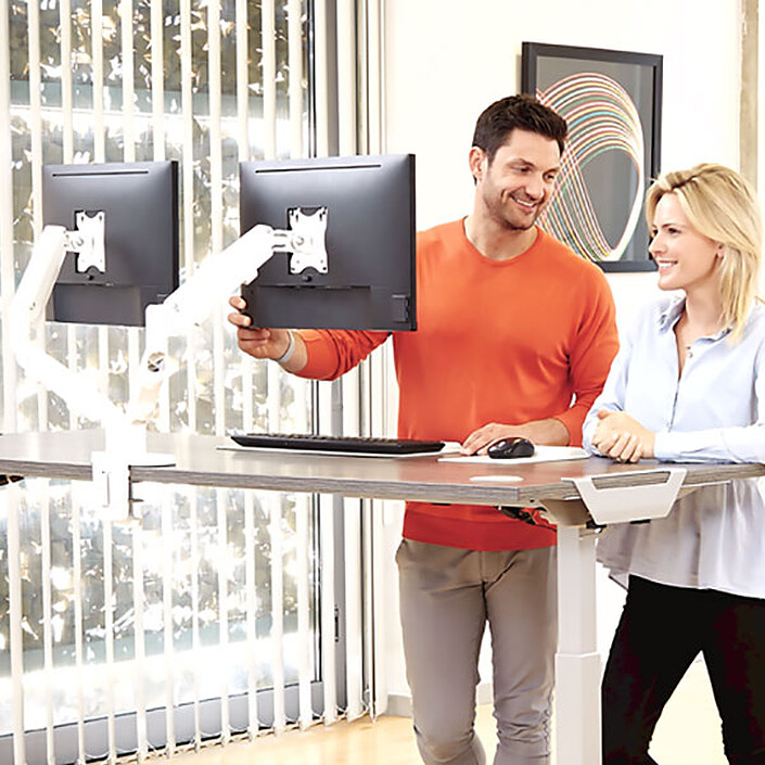 Avis Fellowes Bras porte écran double EPPA Blanc