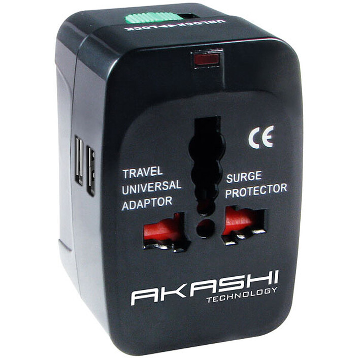 Akashi Adaptateur Universel de voyage 150 Pays avec 2 ports USB