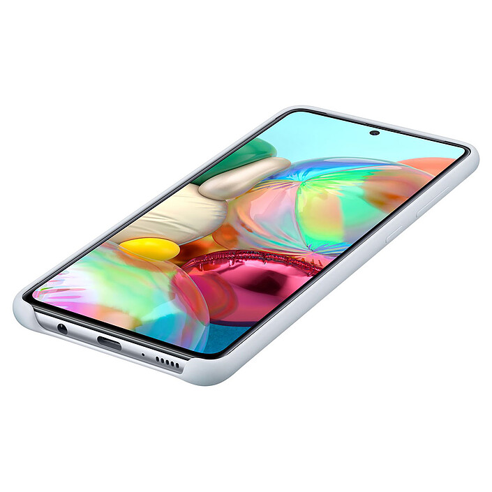 Samsung Coque Silicone Argent Galaxy A71 pas cher