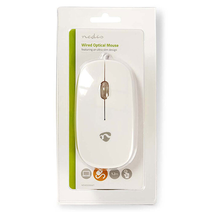 Nedis Wired Optical Mouse Blanc pas cher
