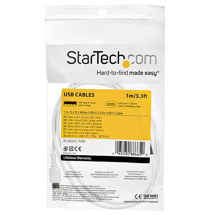 StarTech.com Câble USB-C vers USB 2.0 de 1 m - Blanc pas cher