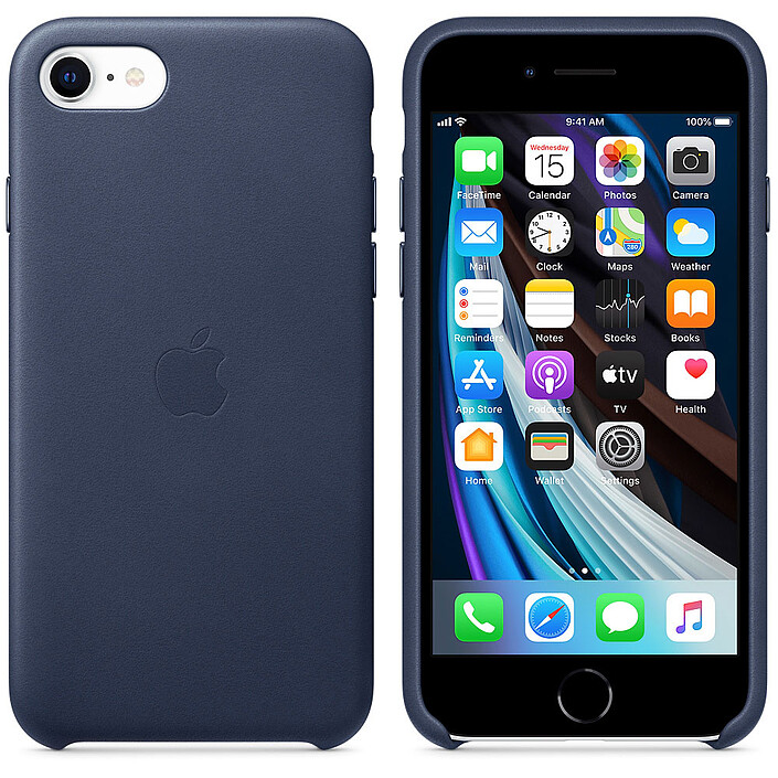 Apple Coque en cuir Bleu Nuit Apple iPhone SE