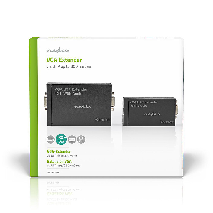 Nedis Transmetteur et récepteur VGA et Extension Audio sur Cat 5e Cat 6 jusqu'à 300 m pas cher