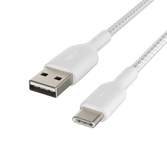 Belkin Câble USB-C vers USB-A tressé (Blanc) - 1 m pas cher