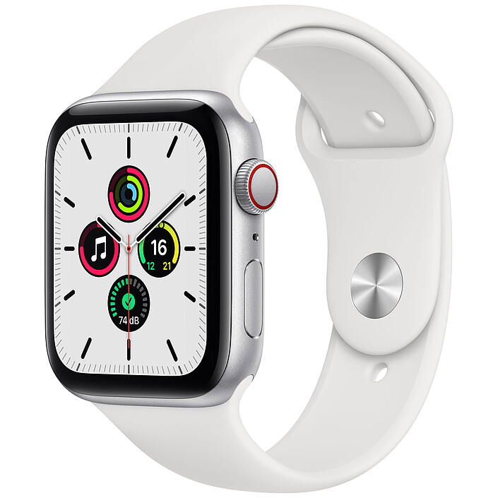 Apple Watch SE GPS + Cellular Silver Aluminium Bracelet Sport White 44 mm