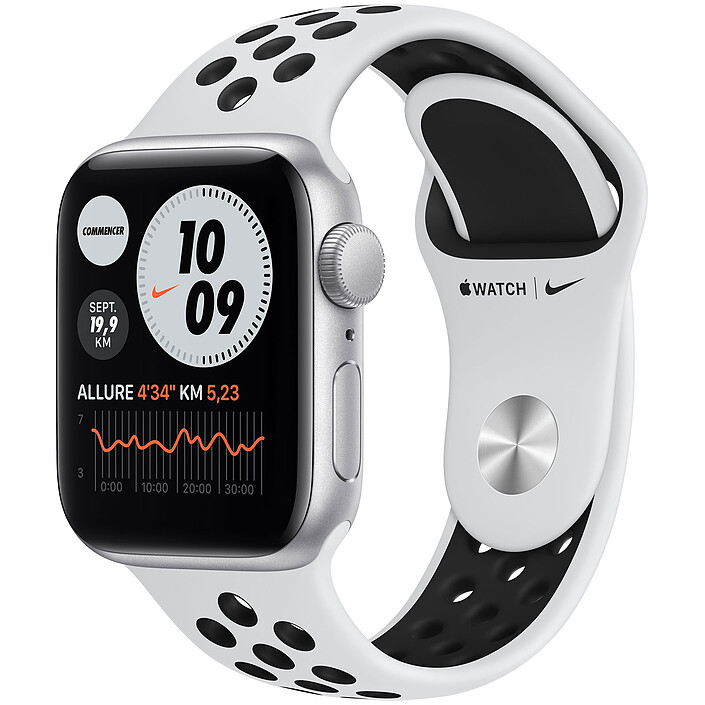 Apple Watch Nike SE GPS Silver Aluminium Sport Wristband Pure Platinum Black 40 mm