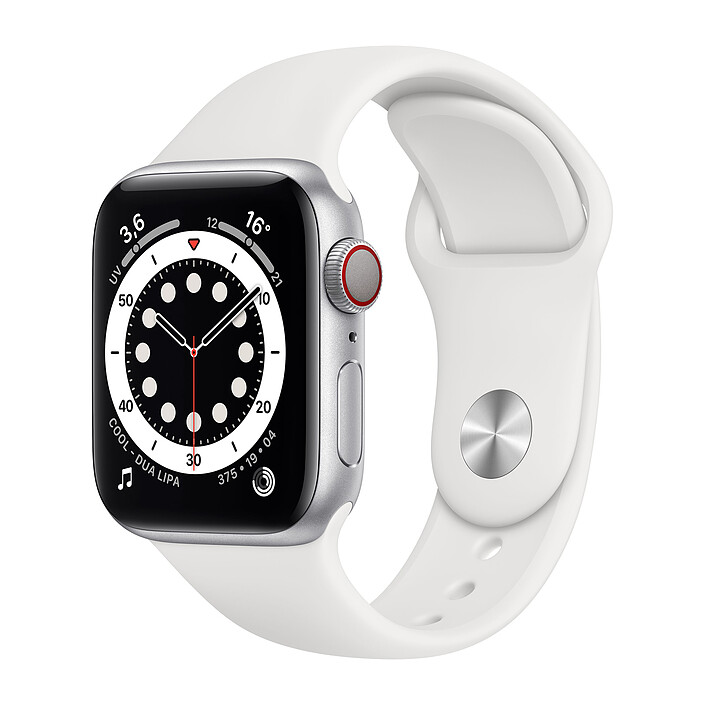 Apple Watch Series 6 GPS Cellular Aluminium Silver Sport Band White 40 mm