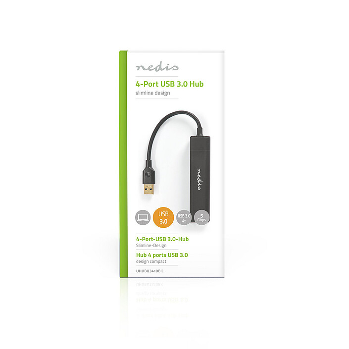 Nedis Hub USB 4 Ports USB 3.0 Noir pas cher