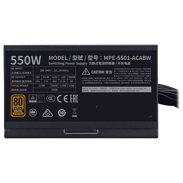 Avis Cooler Master MWE Bronze 550W V2