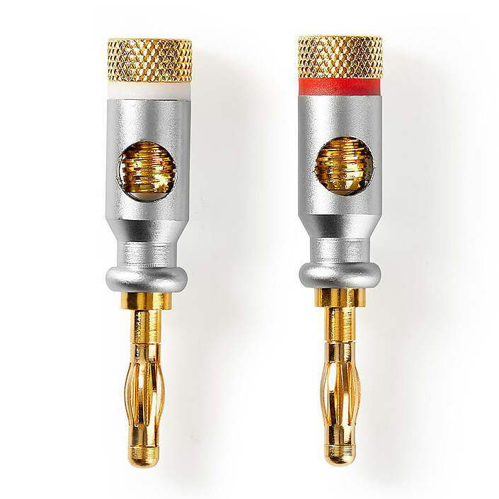 Nedis Lot de 2 Connecteurs Banane Or