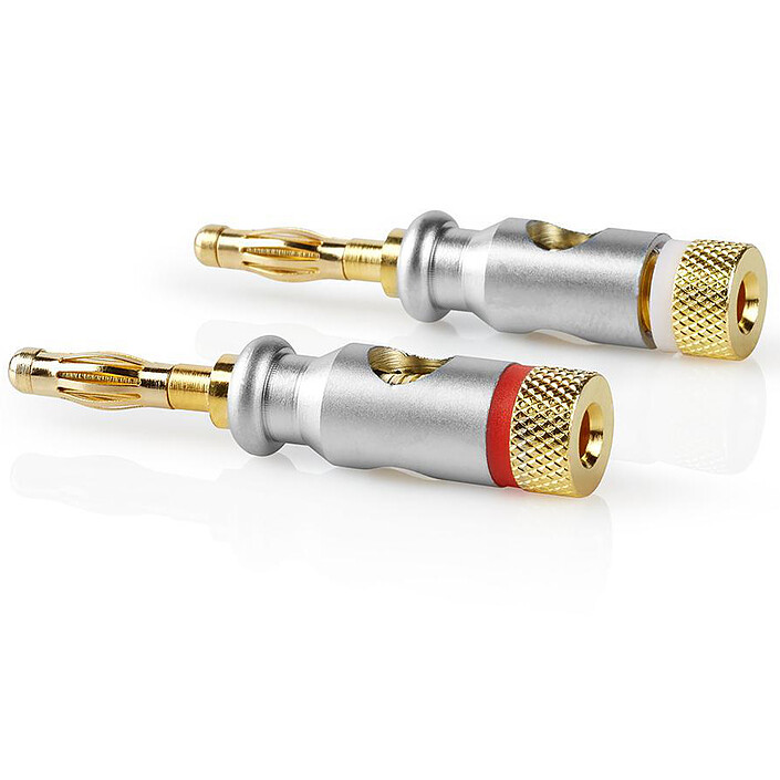 Nedis Lot de 2 Connecteurs Banane Or pas cher