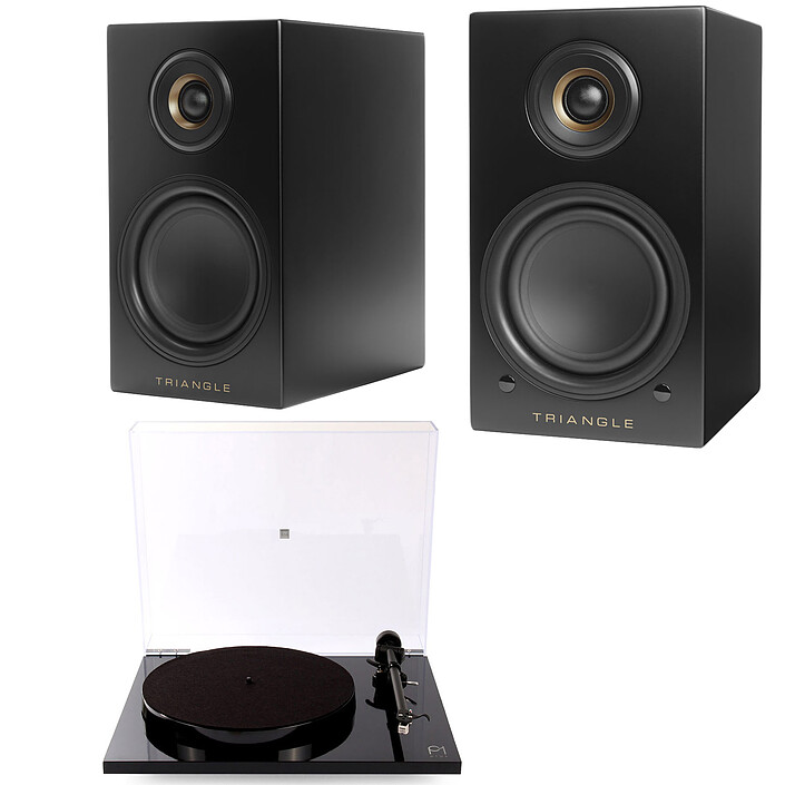 Rega Planar 1 Plus Noir + Triangle Elara LN01A Noir cendré