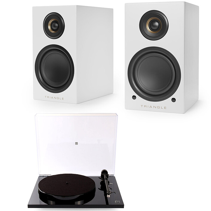 Rega Planar 1 Plus Noir + Triangle Elara LN01A Blanc mat