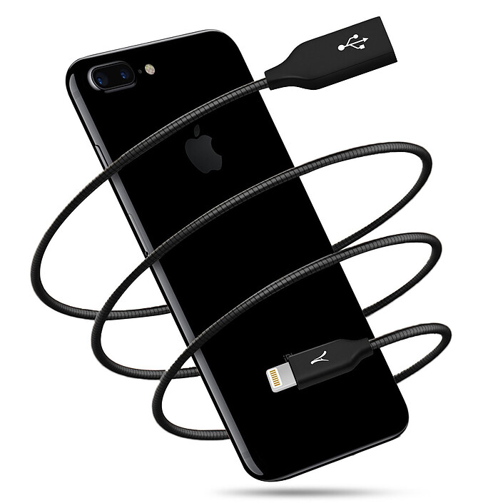 Avis Akashi Câble Métallique Lightning Certifié MFI Noir