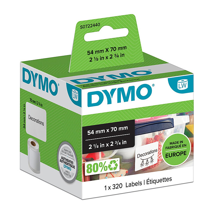 DYMO 320 étiquettes disquettes pour imprimante LabelWriter 54 x 70 mm