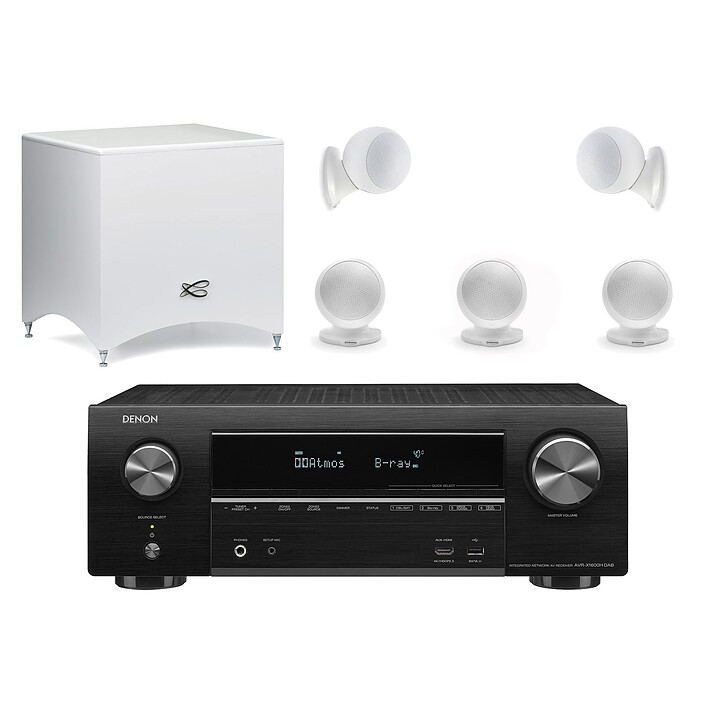 Denon AVR-X1600H DAB Black Cabasse Alcyone 2 Pack 5.1 White