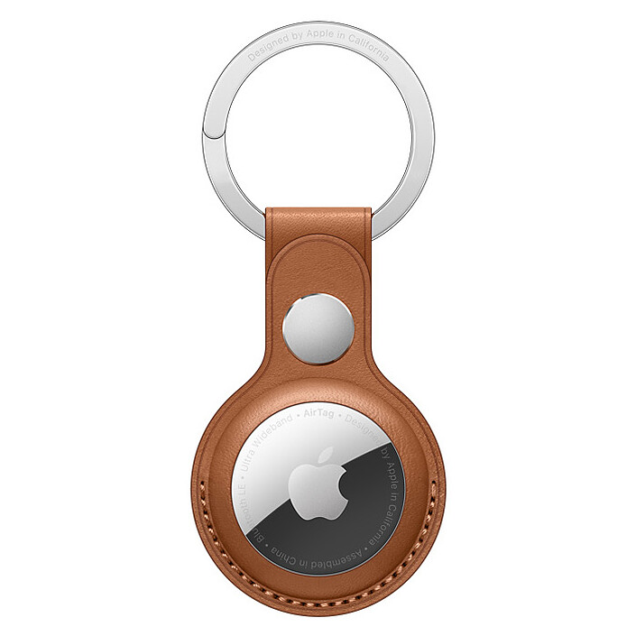 Apple AirTag Leather Key Ring Saddle Brown