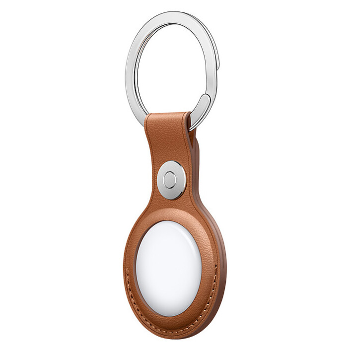 Review Apple AirTag Leather Key Ring Saddle Brown