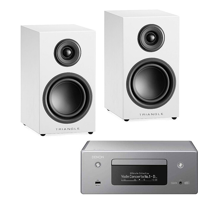 Denon RCD-N11DAB Grey + Elara LN01 Triangle White Lacquer