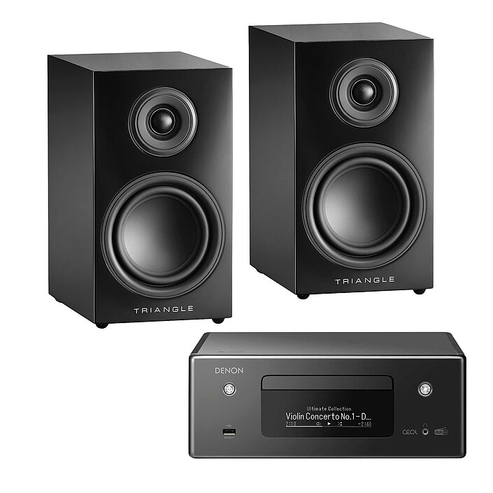 Denon RCD-N11DAB Black + Elara LN01 Triangle Black lacquered