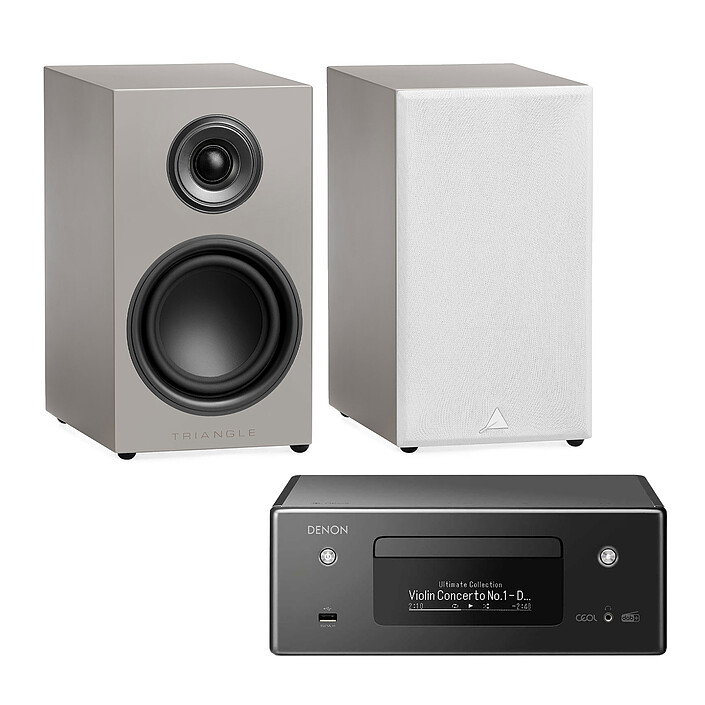 Denon RCD-N11DAB Black + Elara LN01 Linen Grey Triangle