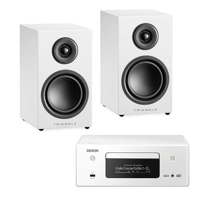 Denon RCD-N11DAB White + Elara LN01 Triangle White Lacquer