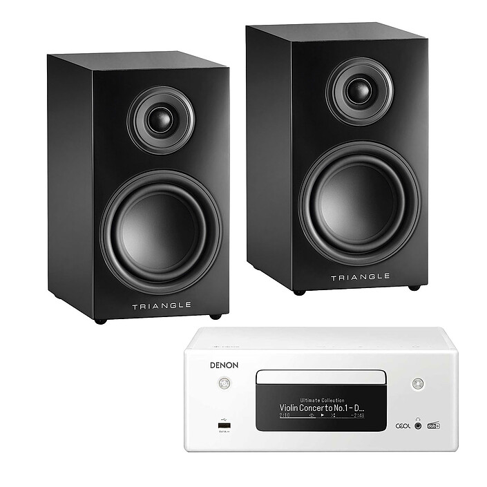Denon RCD-N11DAB White + Elara LN01 Black Lacquered Triangle