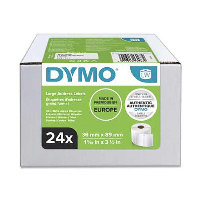 DYMO Pack de 24 Rouleaux de 260 Etiquettes Adresse LabelWriter - 86 x 36 mm