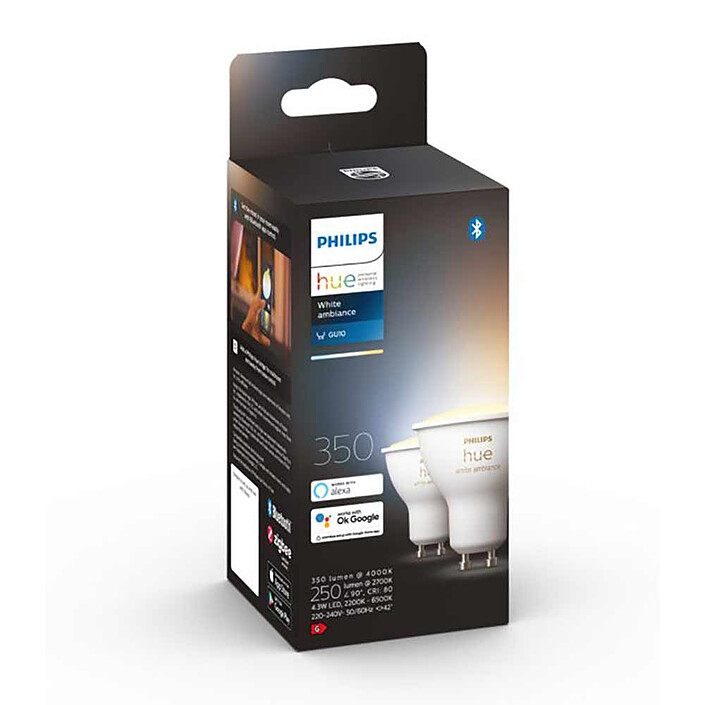 Avis Philips Hue White Ambiance GU10 5.5 W Bluetooth x 2