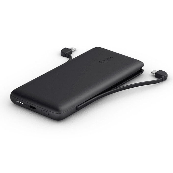 Belkin Batterie externe 10K avec câbles intégrés lightning et USB-C (Noir)