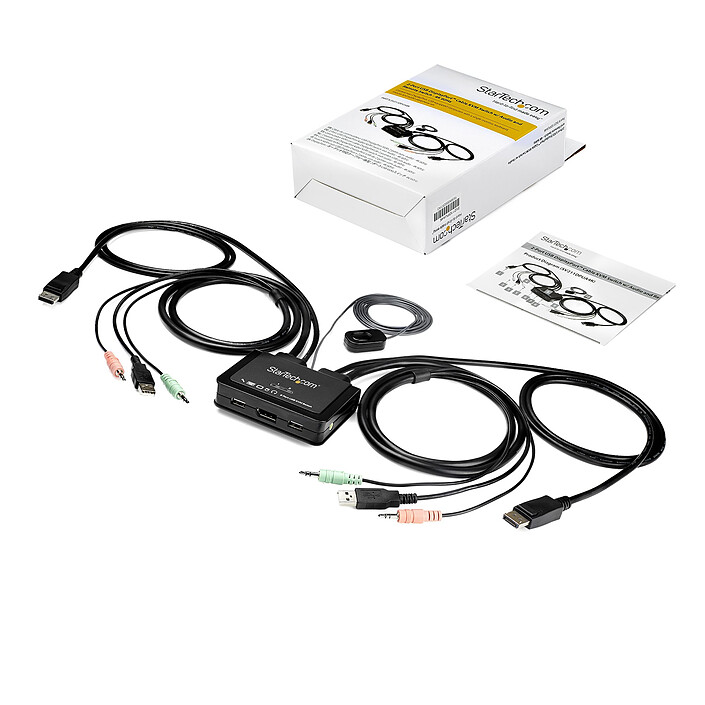 Comprar Conmutador KVM de 2 puertos DisplayPort 60Hz de StarTech.com con Hub USB 2.0 de 2 puertos
