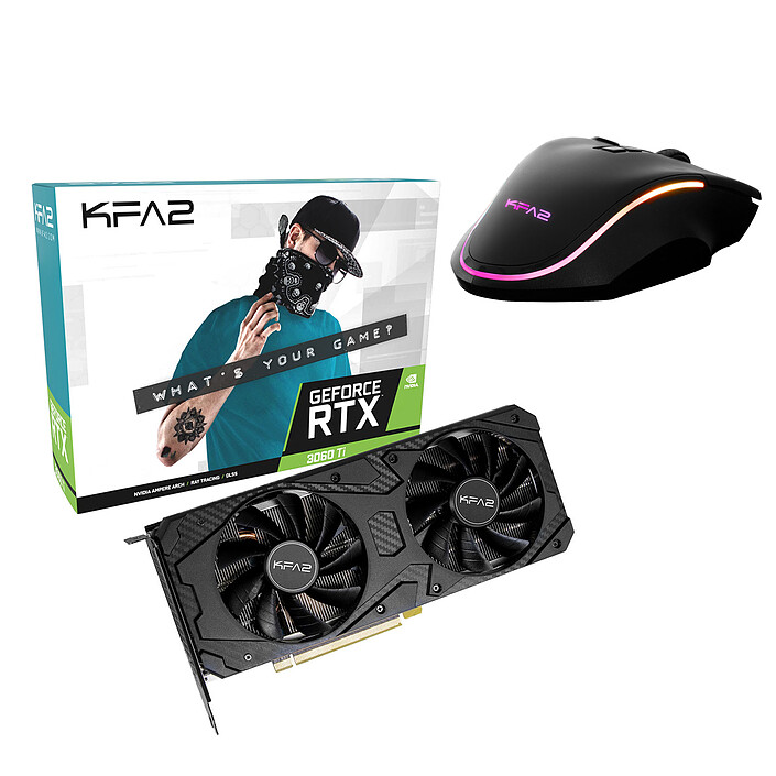 KFA2 GeForce RTX 3060 Ti (1-Click OC) LHR + KFA2 Gaming Slider 01