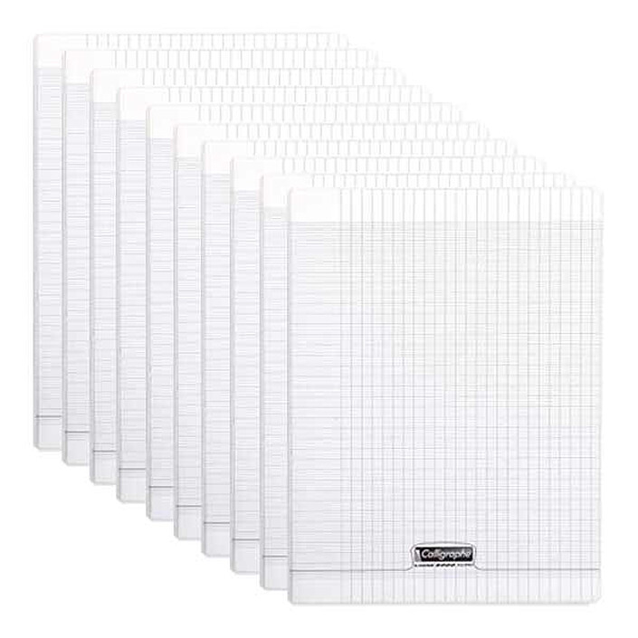 Calligraphe 8000 Polypro Cahiers 96 pages 24 x 32 cm seyes grands carreaux Incolore x 10