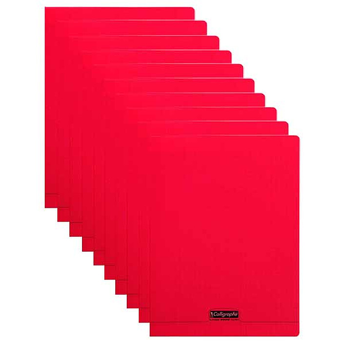 Calligraphe 8000 Polypro Cahier 96 pages 24 x 32 cm seyes grands carreaux Rouge x 10