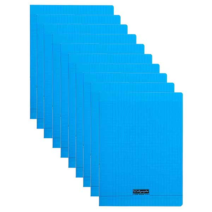 Calligraphe 8000 Polypro Cahier 96 pages 24 x 32 cm seyes grands carreaux Bleu x 10