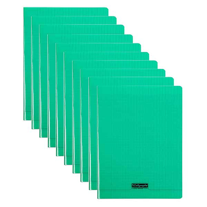 Calligraphe 8000 Polypro Cahier 96 pages 24 x 32 cm seyes grands carreaux Vert x 10