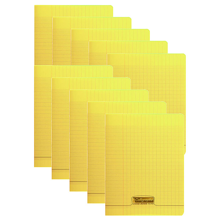 Calligraphe 8000 Polypro Cahier 96 pages 17 x 22 cm seyes grands carreaux Jaune (x10)