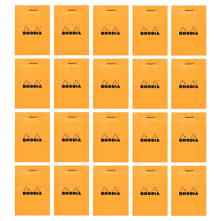 Rhodia Bloc N°10 Orange stapled letterhead 5.2 x 7.5 cm small squares 5 x 5 mm 80 pages (x20)