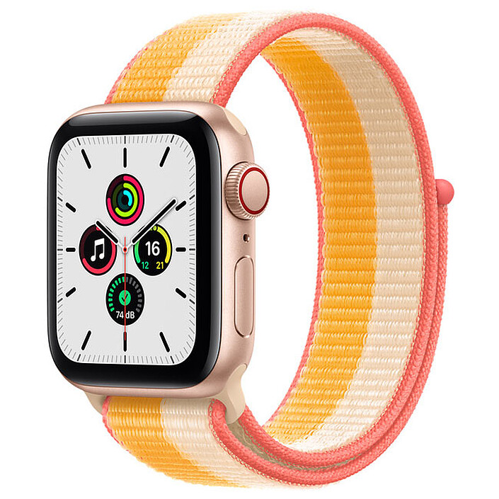 Apple Watch SE GPS + Cellular Gold Aluminium Sport Loop Indian Yellow/White 40 mm
