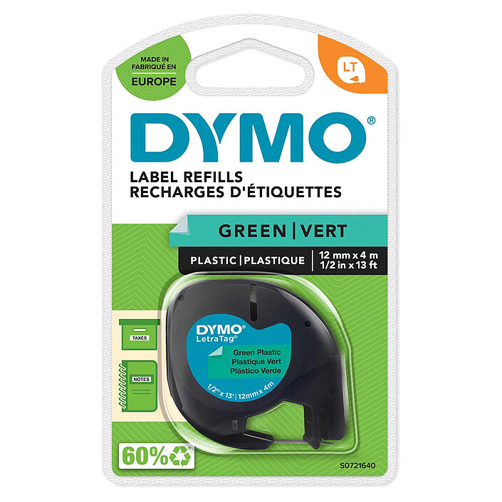 DYMO LetraTAG Ruban d'Étiquettes Noir sur Vert