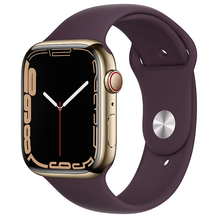 Apple Watch Series 7 GPS + Cellular Gold Stainless Cerise Noire Bracelet Sport 45 mm