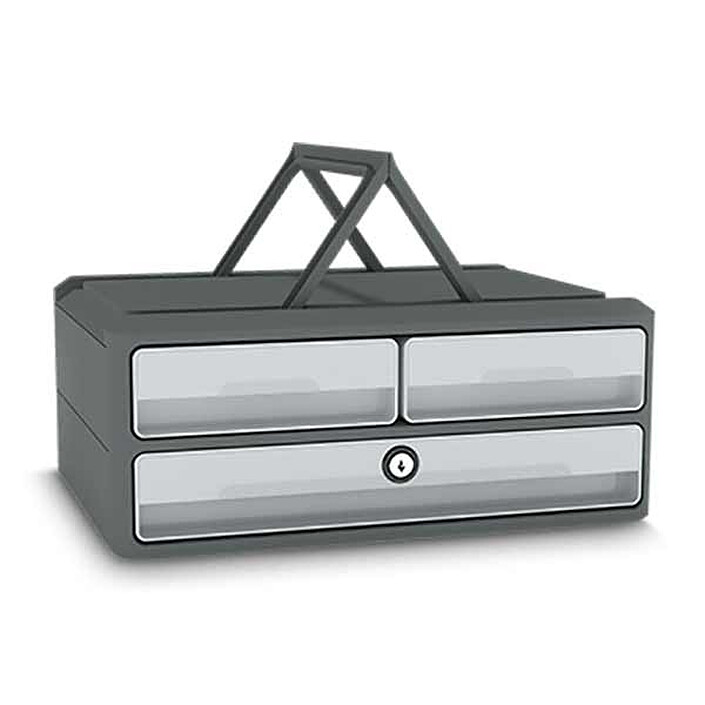  CEP MooVup Secure Module 2 small drawers + 1 large drawer with lock (Grey)
