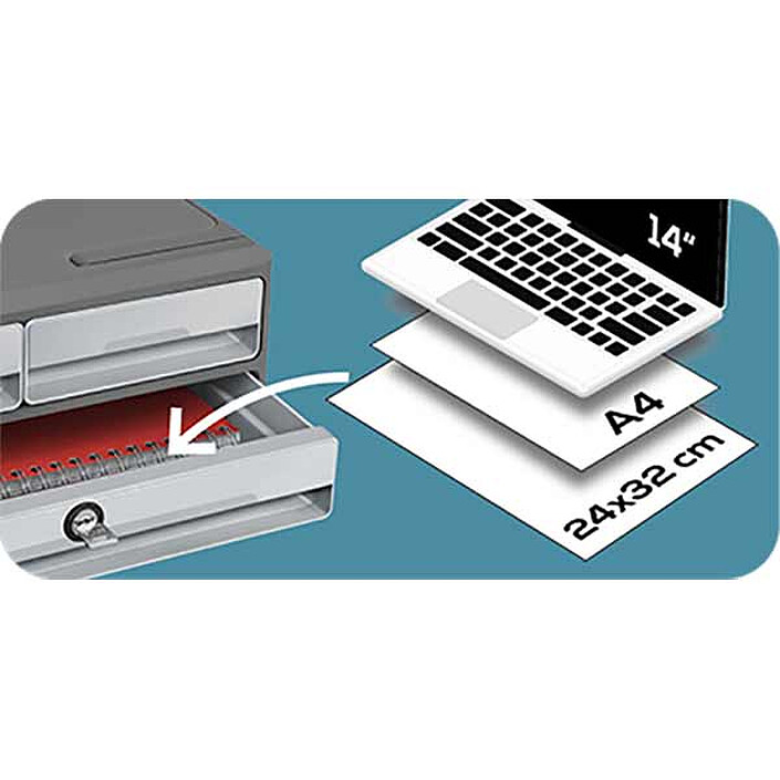 cheap CEP MooVup Secure Module 2 small drawers + 1 large drawer with lock (Grey)