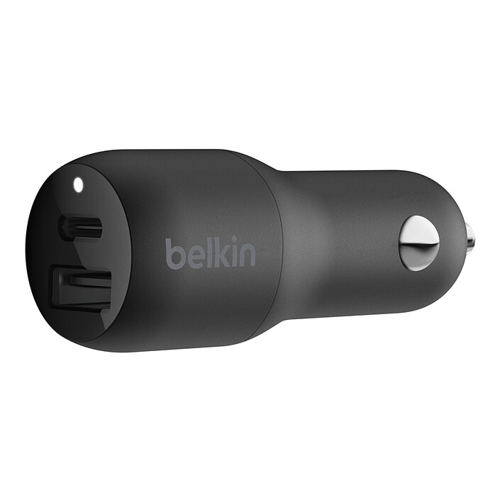 Belkin Boost Charger 2-Port USB-C PD (18W) + USB-A (12W) Car Charger to Cigarette Lighter (Black)
