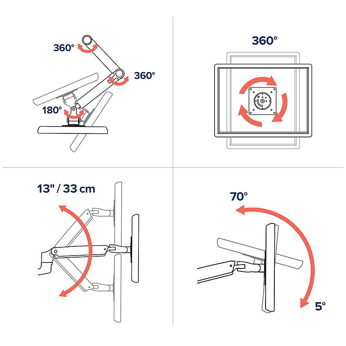 Ergotron Bras pour écran LX, colonne haute - Aluminium pas cher