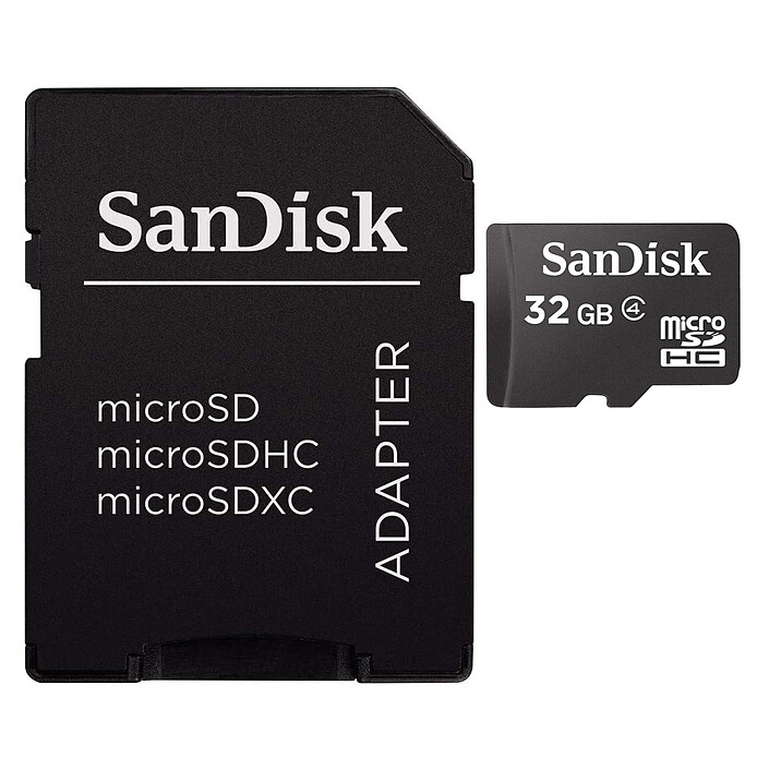 SanDisk Carte mémoire microSDHC 32 Go + Adaptateur SD