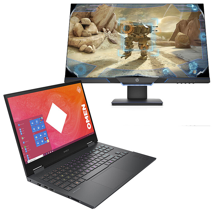 HP OMEN Laptop 15-en1001nf (4A7Z4EA) + moniteur HP 27mx 