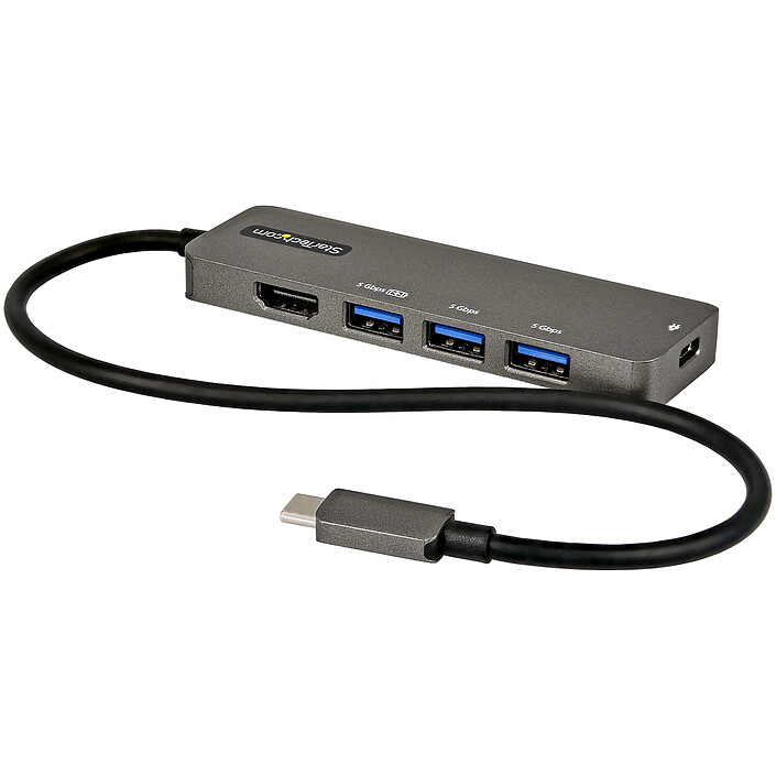 StarTech.com Adaptateur multiport USB-C vers HDMI 4K 60 Hz, Hub 4 ports USB 3.0 et Power Delivery 100W